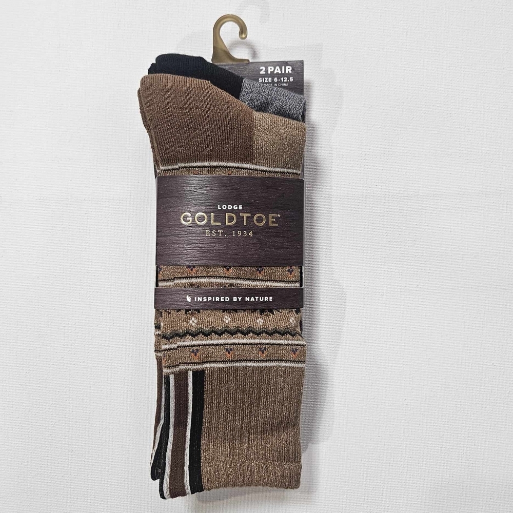 Goldtoe Socks Mens Winter Dress Socks OSFM 2 Pairs Moisture Wicking Arch Support